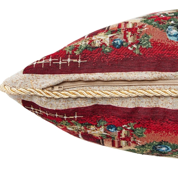 New 2 Seasonal Poinsettia Floral Reversible Pillow Cover 18×18 inches - Picture 4 of 5